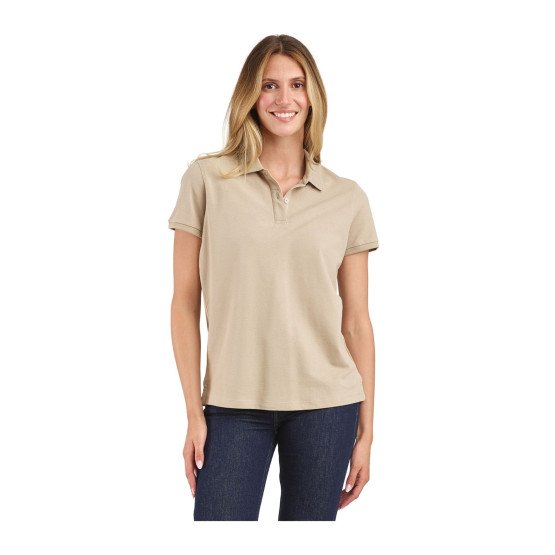 BEIGE - Polo professionnel de travail 100% coton femme logistique artisan manutention chantier