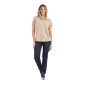 BEIGE - Polo professionnel de travail 100% coton femme logistique chantier manutention artisan