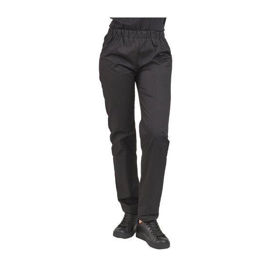 NOIR - Pantalon élastiqué professionnel de travail mixte cuisine infirmier serveur médical