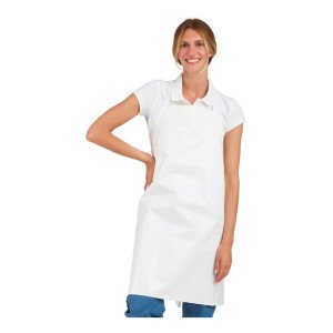 BLANC - Tablier de cuisine professionnel blanc en PVC femme restaurant menage serveur entretien