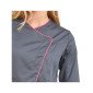 ARDOISE/FUCHSIA - Veste de cuisine manches longues professionnelle de travail à manches longues femme cuisine restaurant serveu