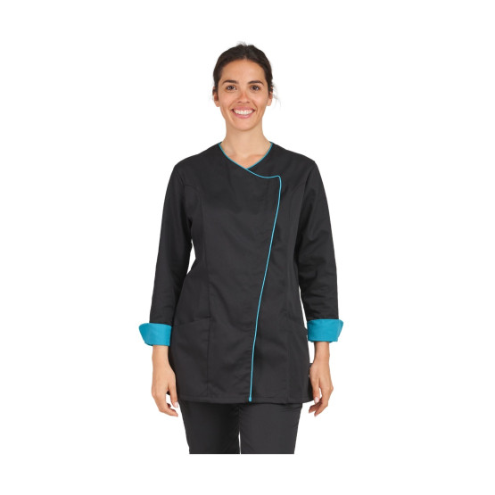 NOIR/ATOLL - Veste de cuisine manches longues professionnelle de travail à manches longues femme hôtel restaurant restauration 