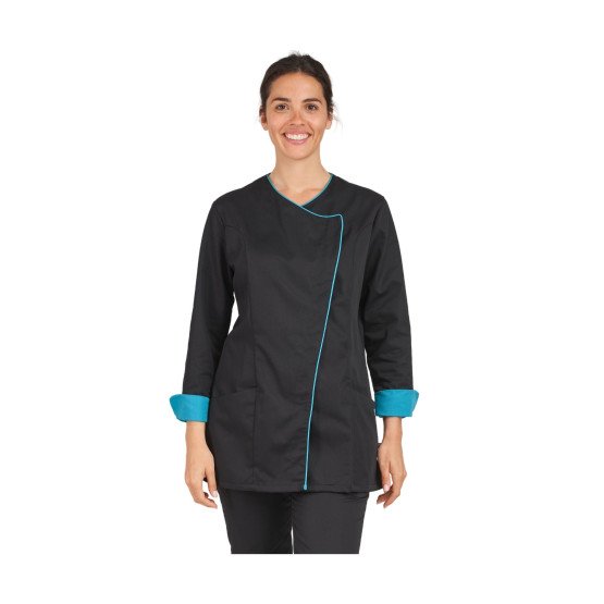 NOIR/ATOLL - Veste de cuisine manches longues professionnelle de travail à manches longues femme cuisine restaurant serveur hôt