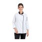 BLANC/NOIR - Veste de cuisine manches longues professionnelle de travail à manches longues femme hôtel cuisine serveur restaura