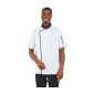 BLANC/NOIR - Veste de cuisine manches courtes professionnelle de travail à manches courtes homme cuisine serveur restaurant hôt