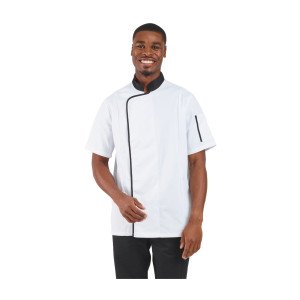 NOIR/ZINC - Veste de cuisine manches courtes professionnelle de travail à manches courtes homme restauration serveur hôtel rest