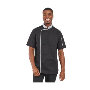 NOIR/ZINC - Veste de cuisine manches courtes professionnelle de travail à manches courtes homme cuisine hôtel restauration serv