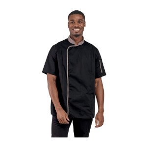 NOIR/ZINC - Veste de cuisine manches courtes professionnelle de travail à manches courtes homme serveur cuisine restaurant hôte
