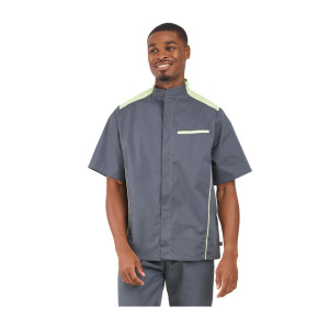 ARDOISE/ANIS - Veste de cuisine manches courtes professionnelle de travail à manches courtes homme cuisine serveur hôtel restau