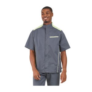 ARDOISE/ANIS - Veste de cuisine manches courtes professionnelle de travail à manches courtes homme cuisine serveur hôtel restau