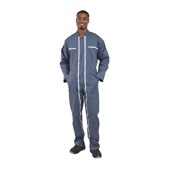 GRIS - Combinaison double fermeture professionnelle de travail homme logistique artisan transport chantier