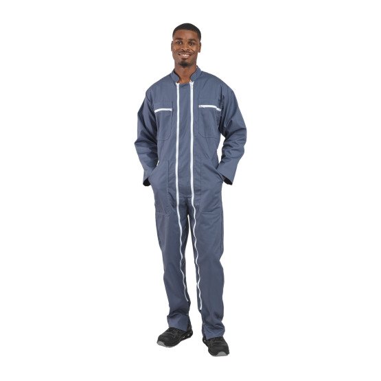 GRIS - Combinaison double fermeture professionnelle de travail homme manutention chantier logistique artisan