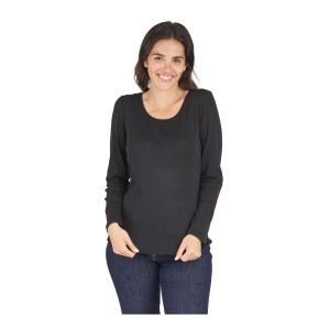 NOIR - Tee-shirt professionnel de travail à manches longues femme transport chantier manutention artisan