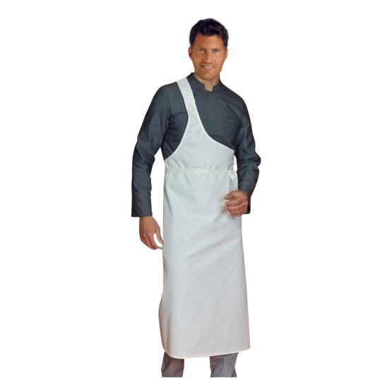 BLANC - Tablier de cuisine professionnel blanc 100% coton mixte serveur hôtel restaurant cuisine
