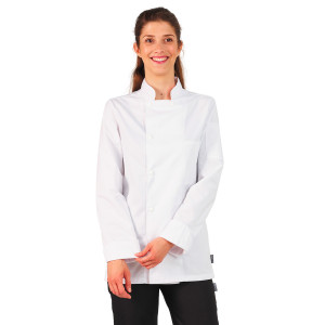BLANC - Veste de cuisine manches longues professionnelle de travail à manches longues mixte cuisine restaurant serveur restaura