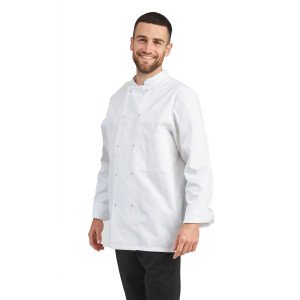 BLANC - Veste de cuisine manches longues professionnelle de travail à manches longues 100% coton mixte restauration hôtel restau