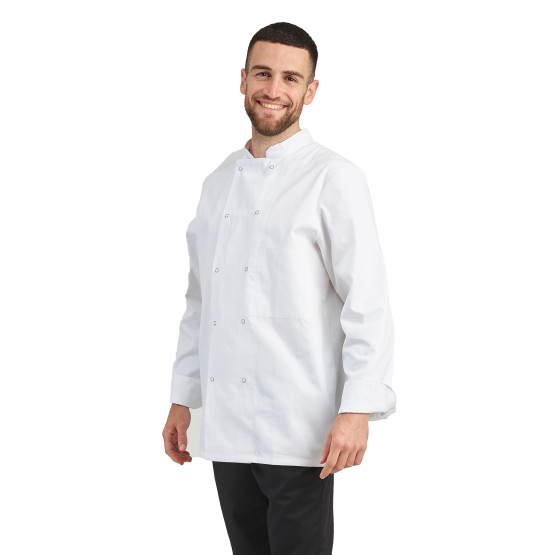 BLANC - Veste de cuisine manches longues professionnelle de travail à manches longues 100% coton mixte hôtel restauration restau