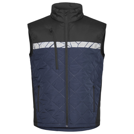 MARINE/NOIR - Gilet de travail professionnel sans manches homme chantier transport artisan manutention