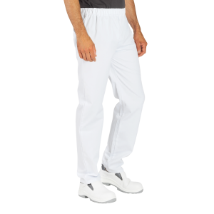 BLANC - Pantalon élastiqué professionnel de travail mixte aide a domicile médical auxiliaire de vie infirmier