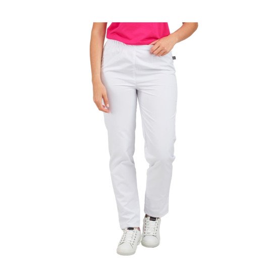 BLANC - Pantalon élastiqué professionnel de travail femme auxiliaire de vie infirmier aide a domicile médical