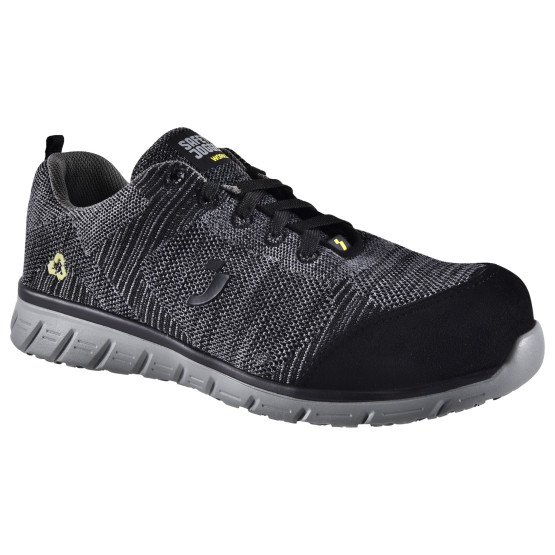 NOIR - Chaussure de sécurité S1PS professionnelle de travail noire EN ISO 20345 S1PS mixte manutention artisan logistique chant