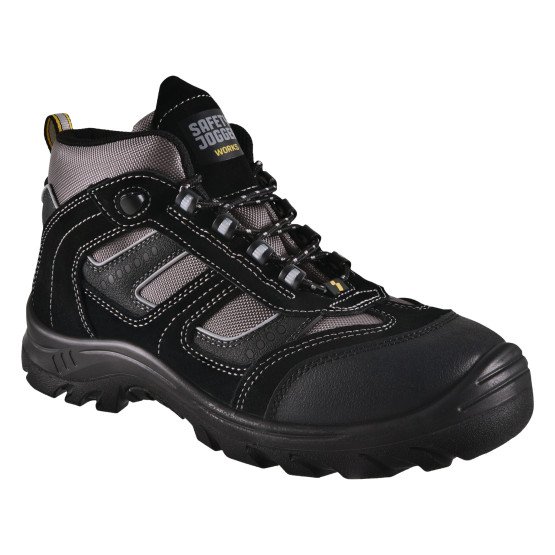 NOIR - Chaussure de sécurité S3S professionnelle de travail noire en cuir EN ISO 20345 S3S homme logistique artisan manutention