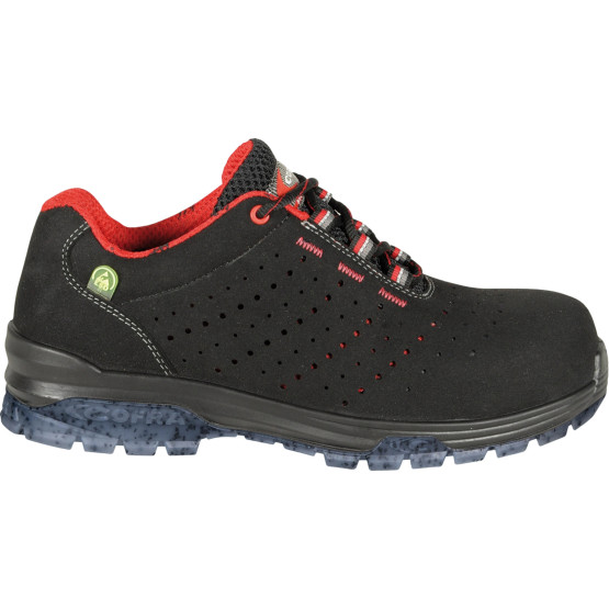 NOIR/ROUGE - Chaussure de sécurité S1PS professionnelle de travail noire en cuir EN ISO 20345 S1PS mixte manutention chantier tr