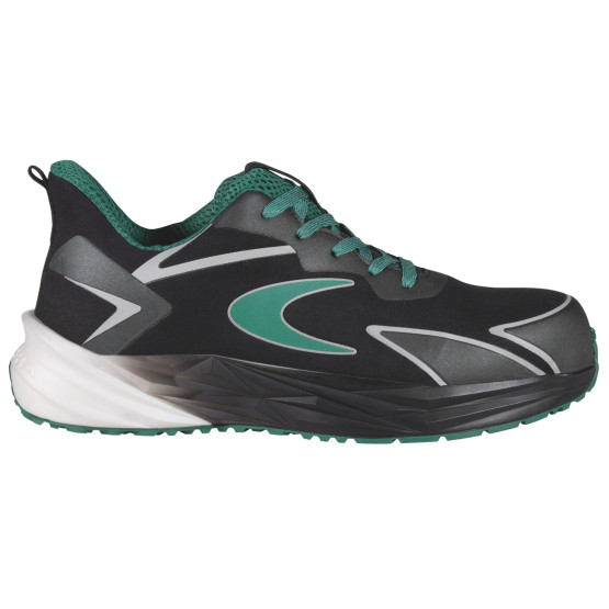 NOIR/VERT - Chaussure de sécurité S3S professionnelle de travail noire en cuir EN ISO 20345 S3S mixte artisan manutention chanti