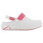 BLANC/FUCHSIA - Sabot professionnel de travail blanc noir en cuir EN ISO 20347 femme médical auxiliaire de vie infirmier aide a 