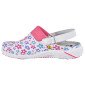 FUCHSIA/FLEURS - Sabot professionnel de travail blanc noir en cuir EN ISO 20347 femme médical auxiliaire de vie infirmier aide a