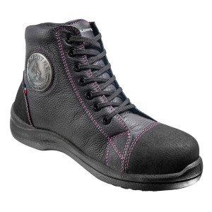 NOIR - Chaussure haute de sécurité S3 professionnelle de travail noire en cuir EN ISO 20345 S3 femme chantier menage artisan ent