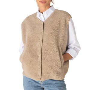 BEIGE - Gilet polaire professionnel de travail sans manches femme aide a domicile infirmier auxiliaire de vie médical
