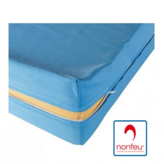 BLEU - Matelas professionnel hébergement foyer Mousse polyuréthane haute résilience 35 kg/m3 + Housse en maille polyester 180g/m