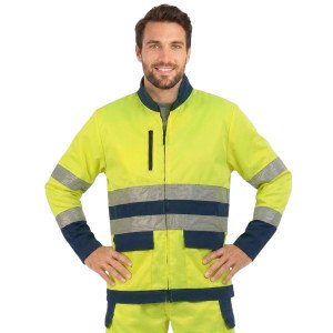 JAUNE/MARINE - Blouson professionnel de travail homme manutention artisan logistique chantier