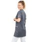ARDOISE/FLEURS - Blouse professionnelle de travail blanche à manches transformables femme entretien école menage foyer