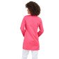 FUCHSIA/FLEURS - Blouse professionnelle de travail blanche à manches transformables femme entretien école menage foyer