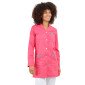 FUCHSIA/FLEURS - Blouse professionnelle de travail blanche à manches transformables femme entretien école menage foyer