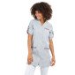 PERLE/FLEURS - Blouse professionnelle de travail blanche à manches transformables femme entretien école menage foyer