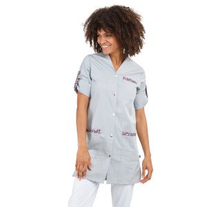 ROSE/CAMELIA - Blouse professionnelle de travail blanche à manches transformables femme internat entretien foyer menage