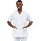 BLANC - Tunique professionnelle de travail blanche à manches courtes mixte auxiliaire de vie infirmier aide a domicile médical