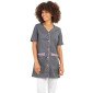 ARDOISE/FLEURS - Blouse professionnelle de travail blanche à manches courtes femme auxiliaire de vie entretien aide a domicile 