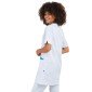 BLANC/ATOLL - Blouse professionnelle de travail blanche à manches courtes femme auxiliaire de vie entretien aide a domicile men