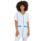 BLANC/ATOLL - Blouse professionnelle de travail blanche à manches courtes femme auxiliaire de vie entretien aide a domicile men