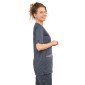 ARDOISE/FLEURS - Tunique professionnelle de travail blanche à manches courtes femme auxiliaire de vie médical aide a domicile i