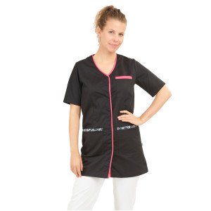 NOIR/WAX - Blouse professionnelle de travail à manches courtes femme menage aide a domicile entretien auxiliaire de vie