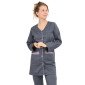 ARDOISE/FLEURS - Blouse professionnelle de travail blanche à manches transformables femme - PROMO aide a domicile médical auxil