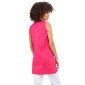 FUCHSIA/BLANC - Blouse professionnelle de travail blanche sans manches femme aide a domicile entretien auxiliaire de vie menage