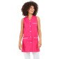 FUCHSIA/BLANC - Blouse professionnelle de travail blanche sans manches femme aide a domicile entretien auxiliaire de vie menage