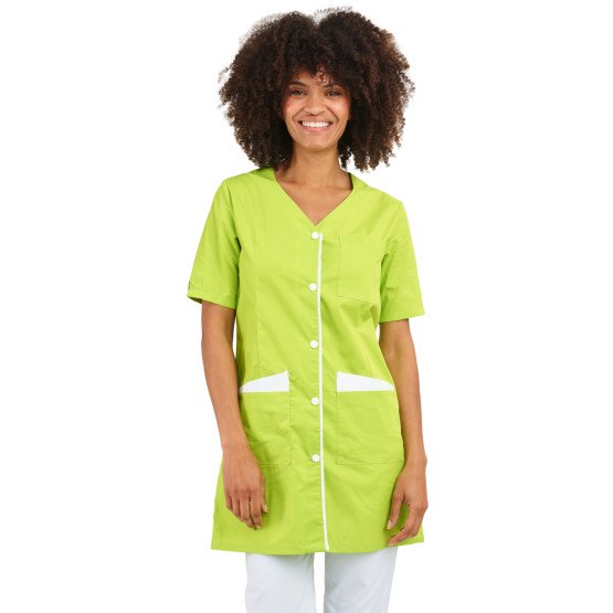 POMME/BLANC - Blouse professionnelle de travail blanche à manches courtes femme