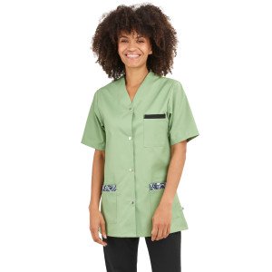 SAUGE/WAX - Tunique professionnelle de travail blanche à manches courtes femme auxiliaire de vie infirmier aide a domicile médi